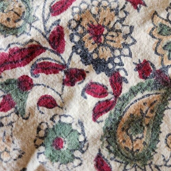 Paisley floral cream boho cotton table cover large rectangular - Picture 2 of 7